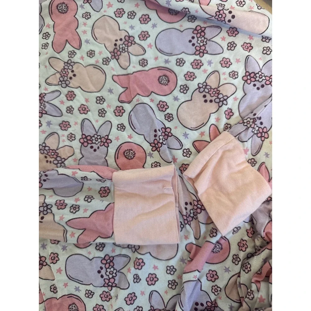 In My Jammers Bamboo Viscose Easter Bunny Peeps Pajama Set Pink Purple 7/8Y